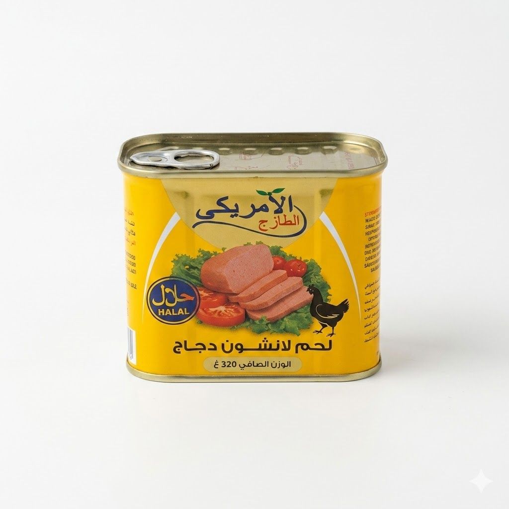 لحم غداء أمريكي طازج حلال - بنكهة الدجاج ولحم البقر، 320 غرام