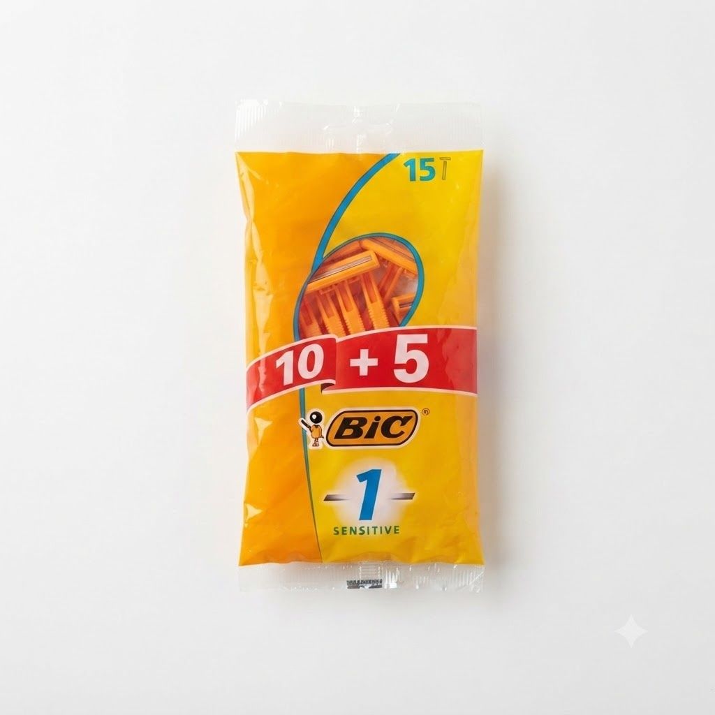 شفرات حلاقة BIC 1 الحساسة للاستخدام مرة واحدة - عبوة من 15 شفرة