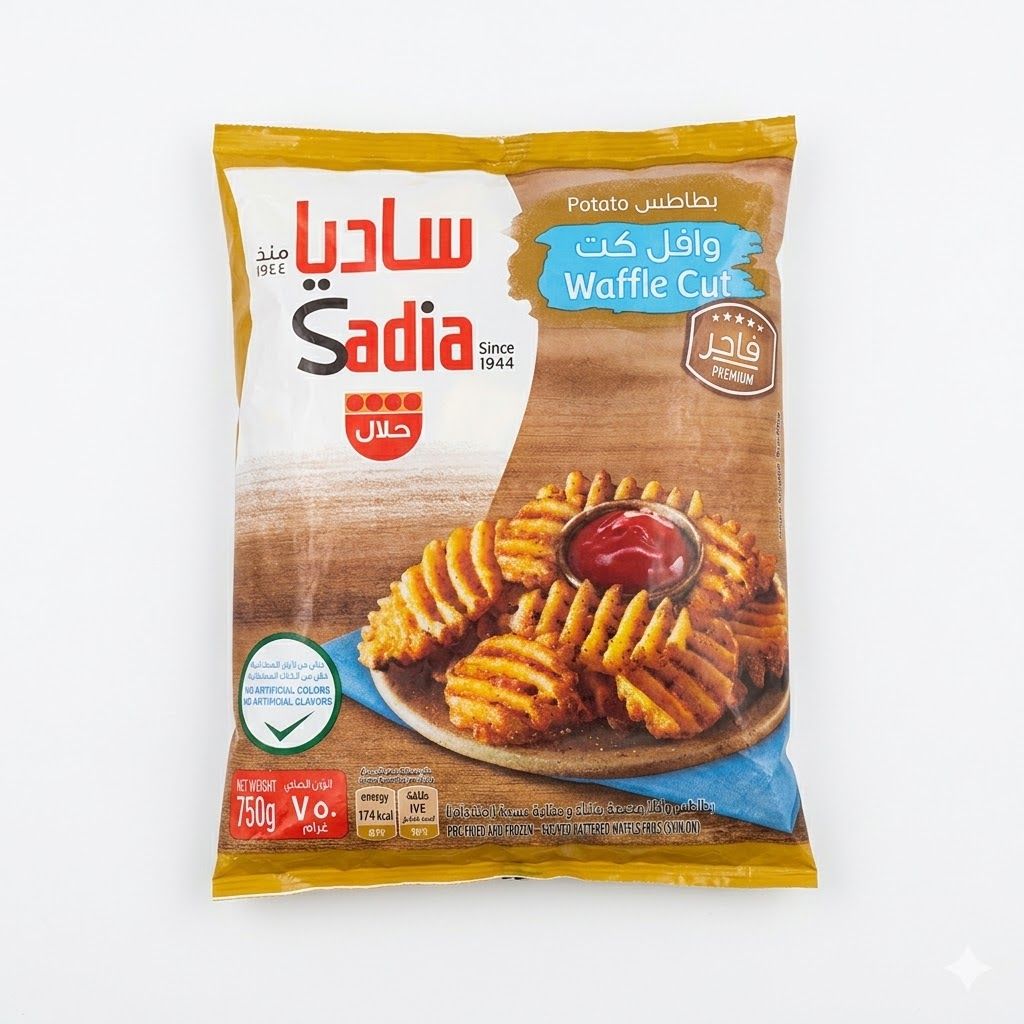 بطاطس وافل مجمدة فاخرة | 750 غرام مقرمشة ولذيذة