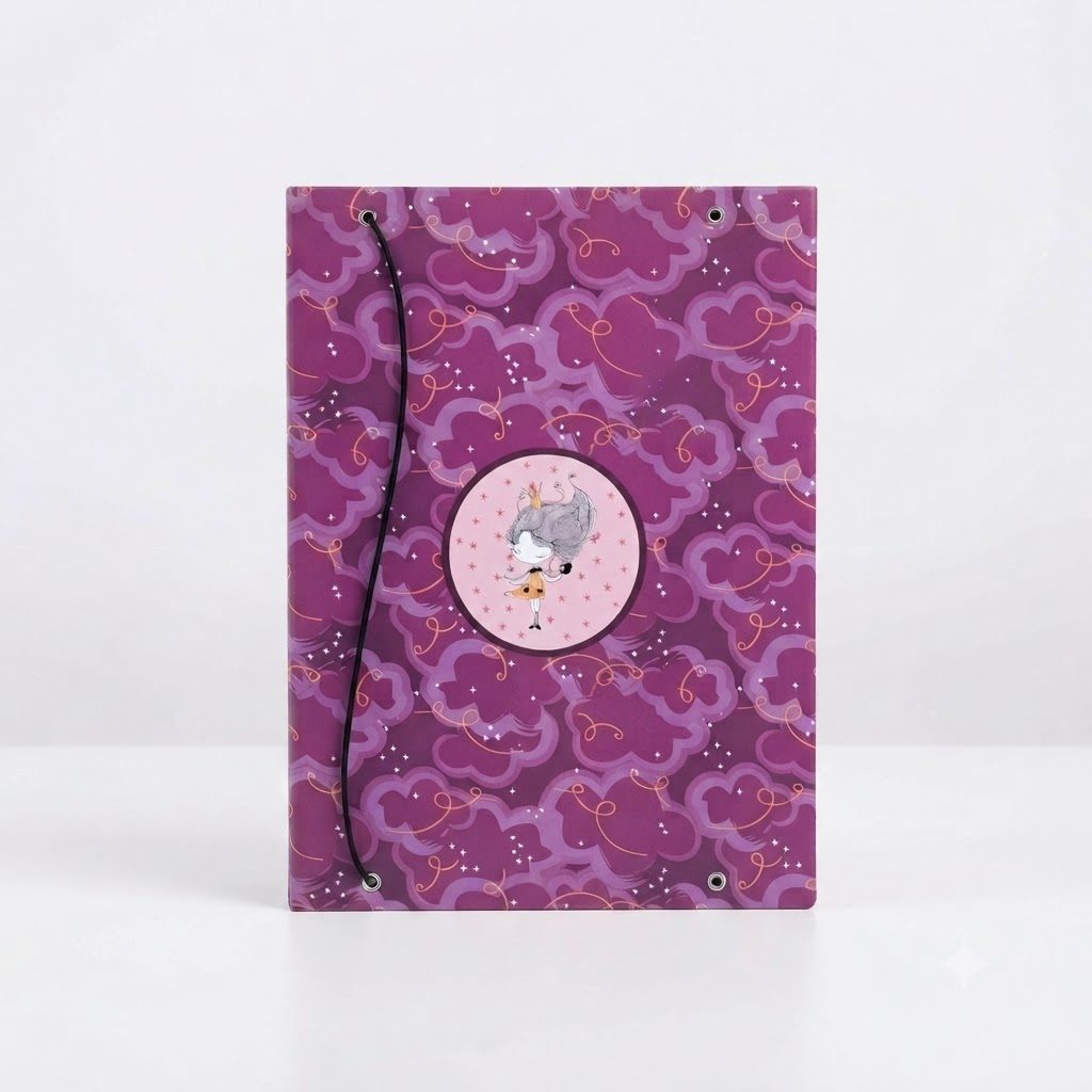 مجلد ذو شريط مطاطي على شكل أميرة بنفسجية
