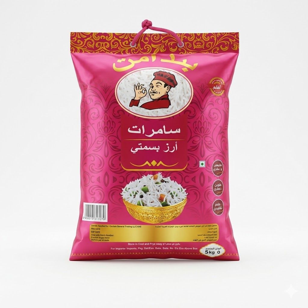 أرز سامرات بريميوم بسمتي - أرز عطري أصيل طويل الحبة، 5 كجم