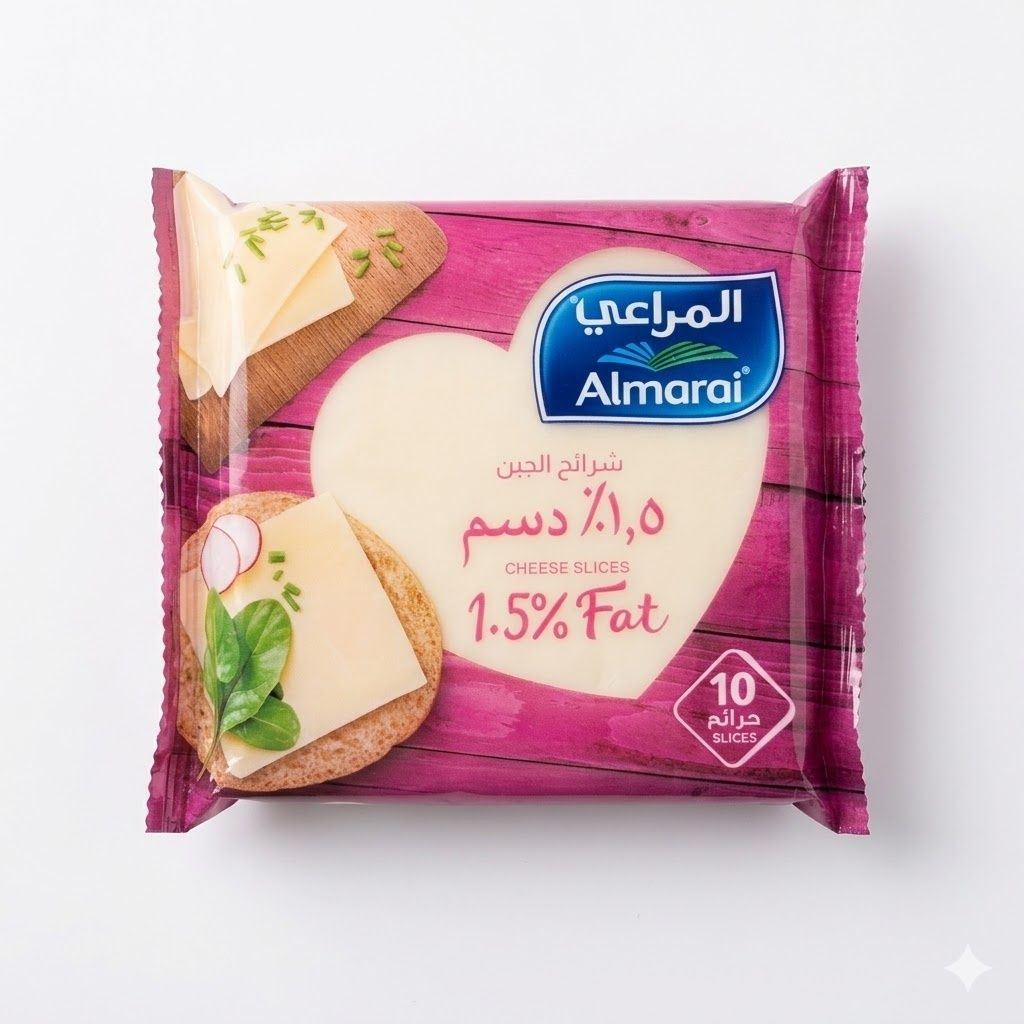 شرائح جبن المراعي قليلة الدسم (1.5%) - 200 غرام