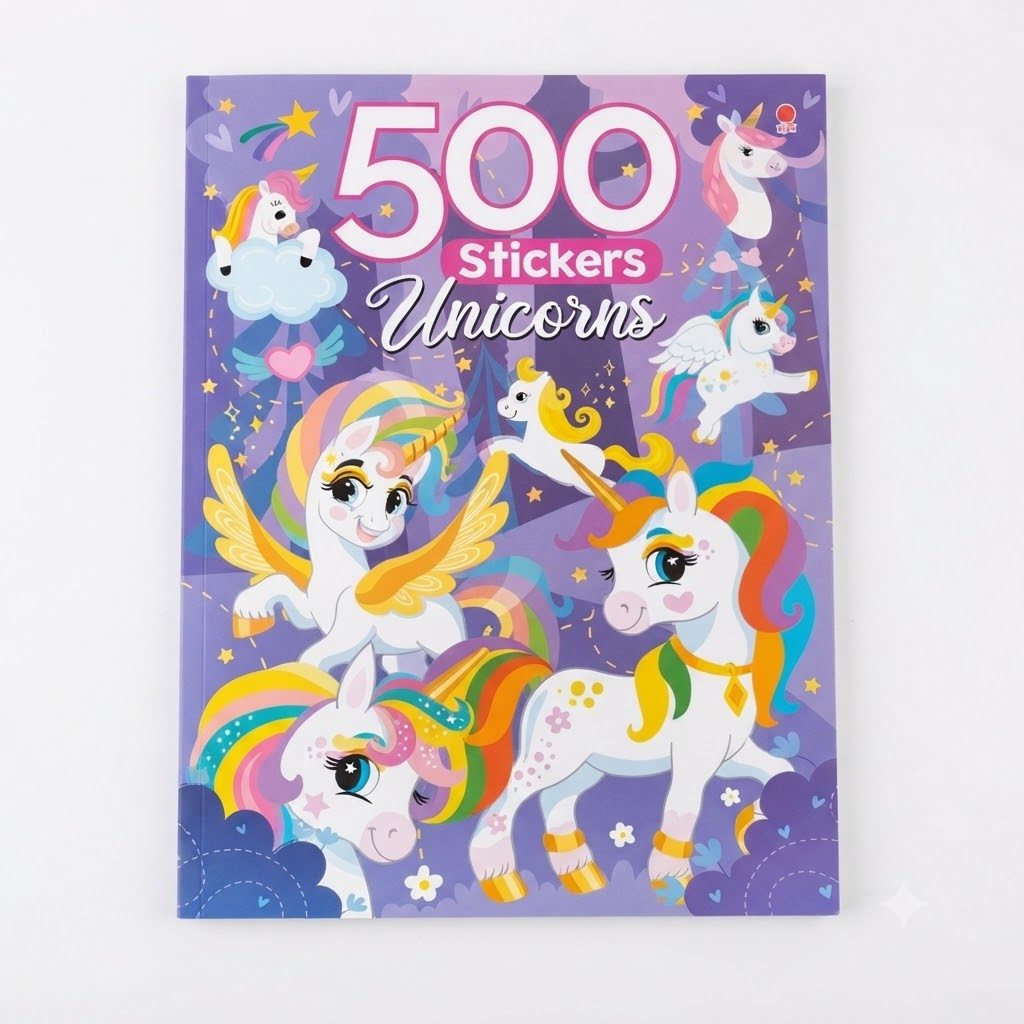 كتاب أنشطة يحتوي على 500 ملصق على شكل وحيد القرن