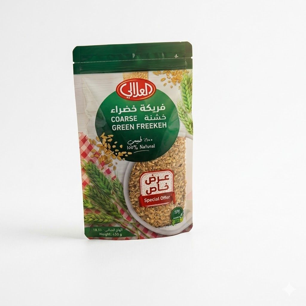 فريكة العلالي الخضراء الخشنة - قمح محمص طبيعي 100%، 450 غرام