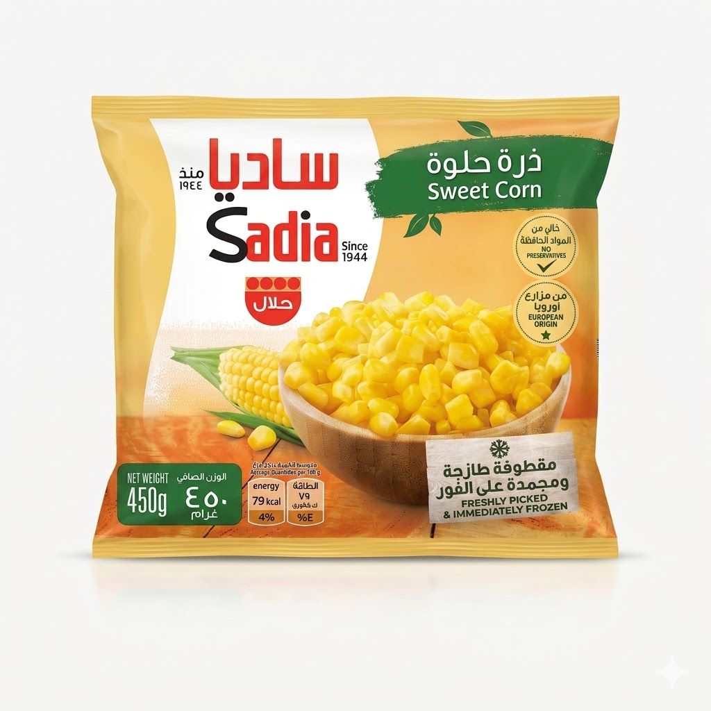 حبوب ذرة حلوة مجمدة | 450 غرام، حلوة طبيعياً وخالية من المواد الحافظة