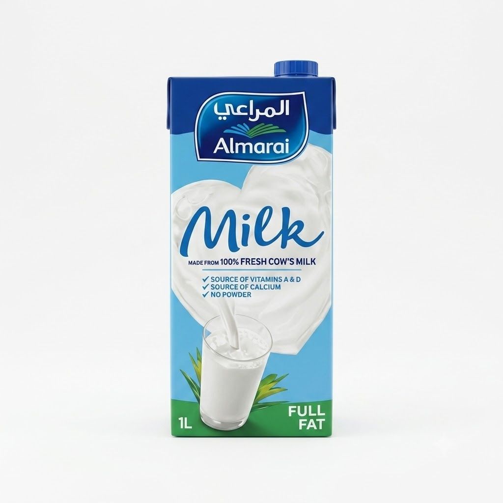 حليب المراعي كامل الدسم طويل الأجل، 1 لتر
