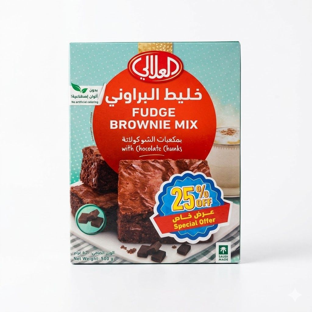 مزيج براوني فادج من العلالي مع قطع الشوكولاتة (500 غرام)