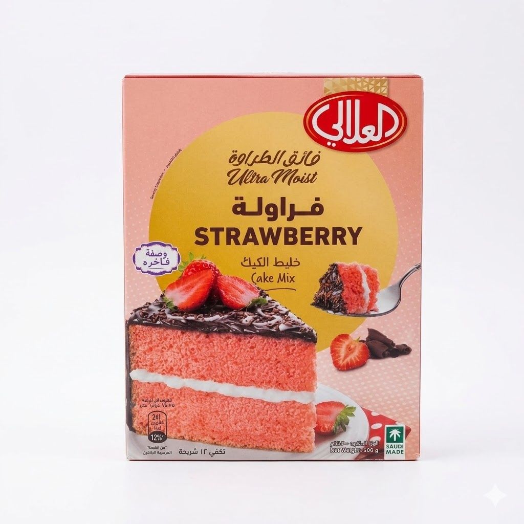 خليط كيك الفراولة فائق الرطوبة من العلالي (500 غرام)