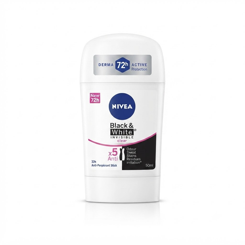 NIVEA Black & White Invisible Clear Anti-Perspirant Stick, 50ml