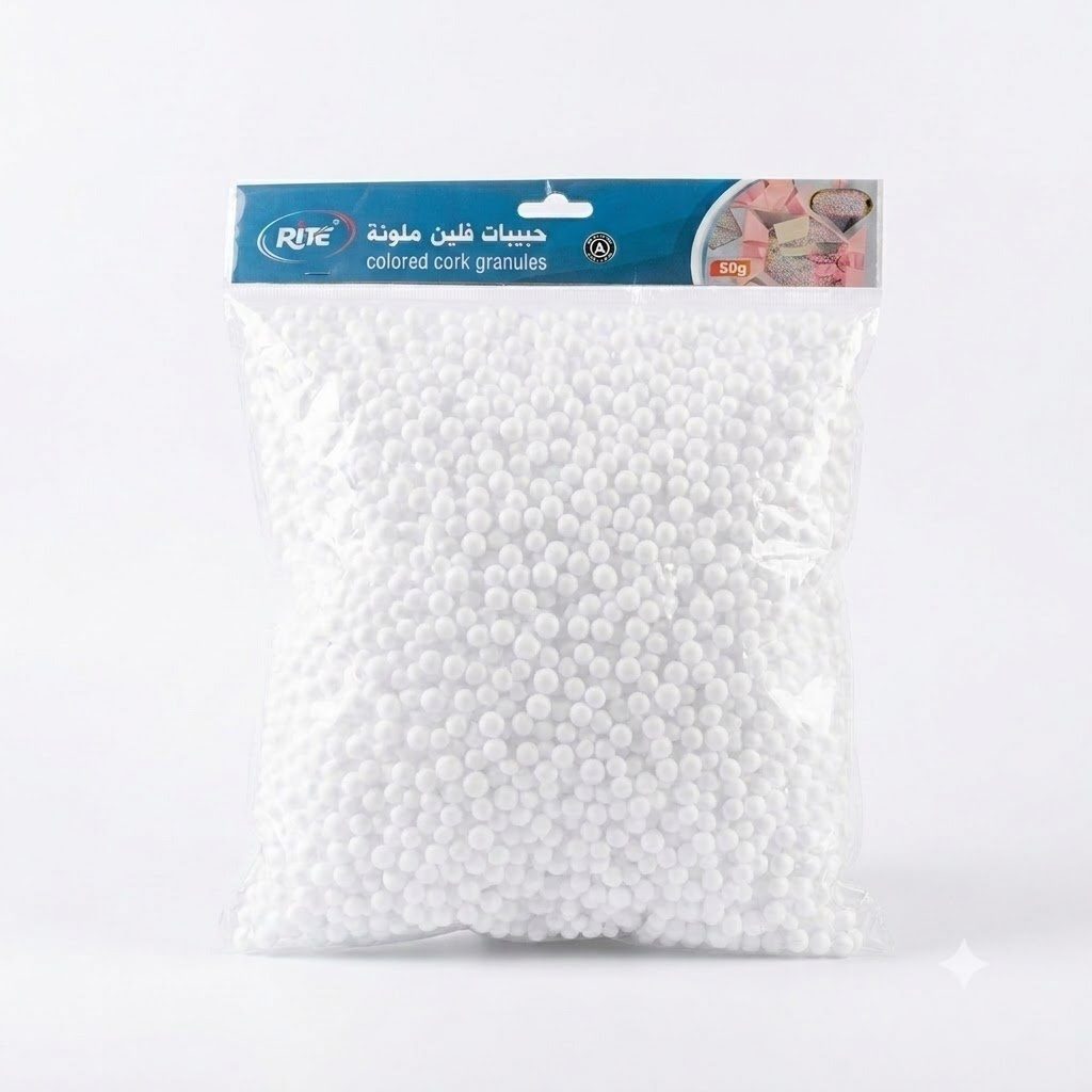 كرات رغوية بيضاء / حبيبات فلين من رايت (50 غرام)
