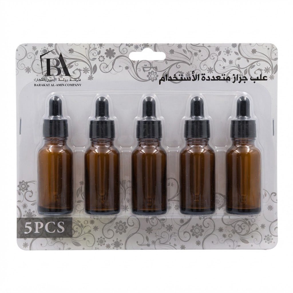 طقم زجاجات زجاجية سعة 20 مل (5 قطع)