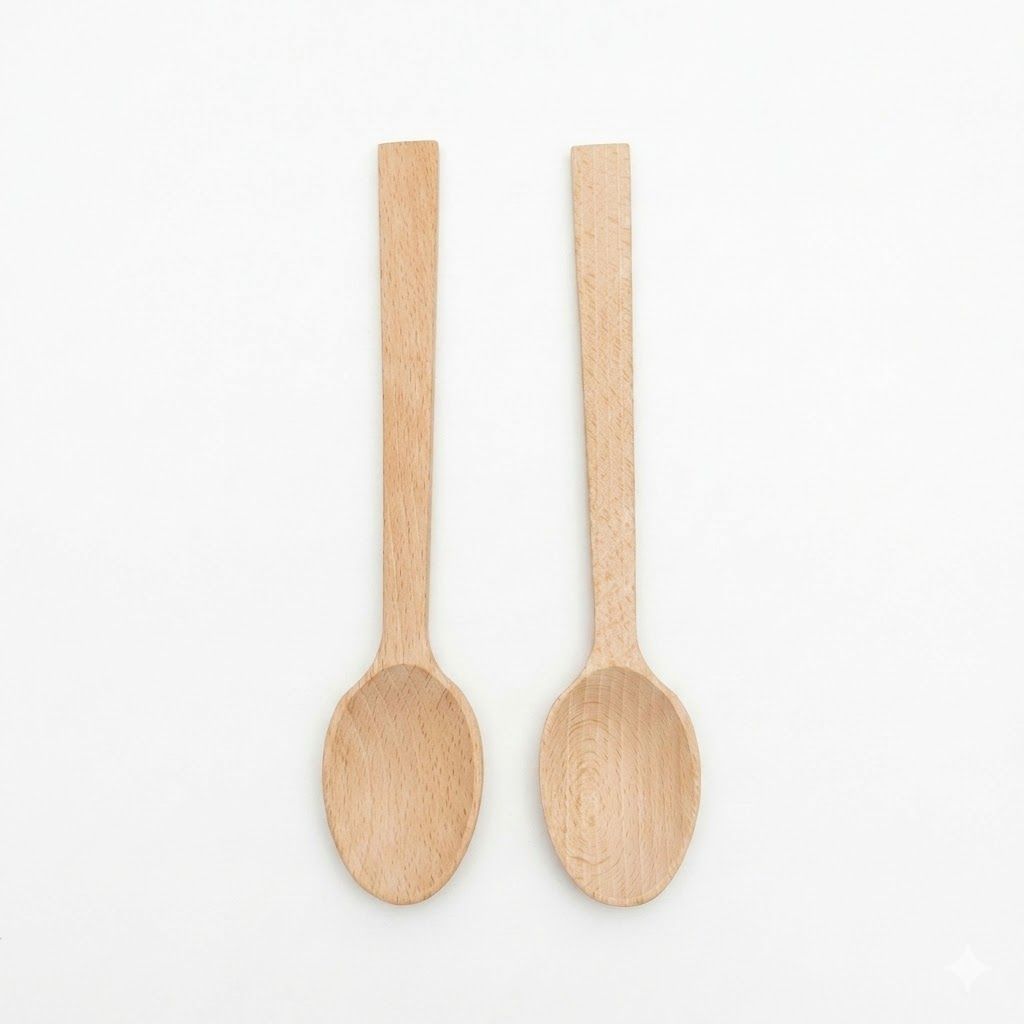 Premium 2-Piece Natural Beechwood Spoon Set – Eco-Friendly Wooden Mixing and Serving Spoons with Flat-Top Ergonomic Handles