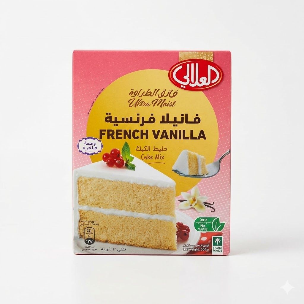 خليط كيك الفانيليا الفرنسي فائق الرطوبة من العلالي (500 غرام)