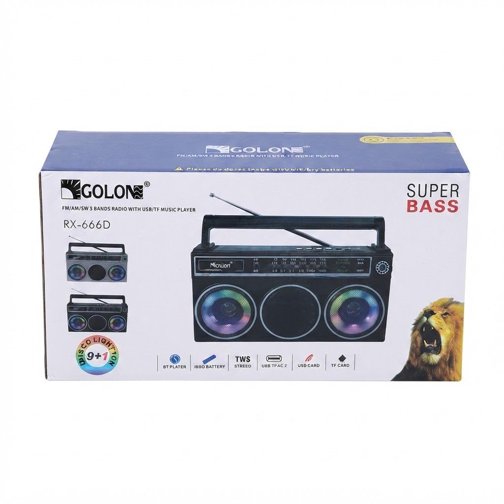 راديو Golon بثلاثة نطاقات مع مشغل موسيقى عبر USB/TF (طراز RX-666D)