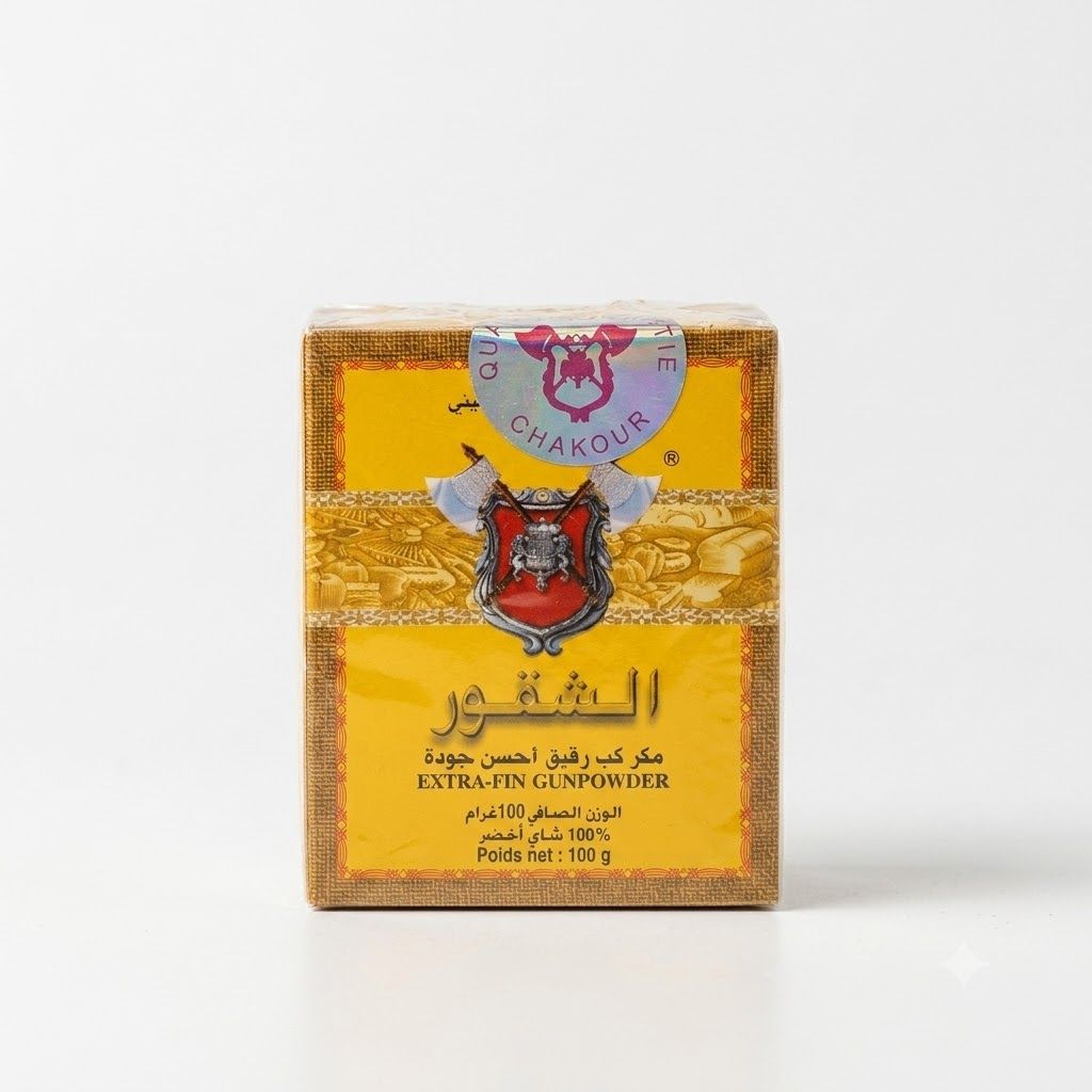 شاي شاكور الأخضر فائق النعومة بنكهة البارود (100 غرام)