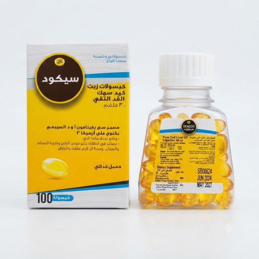 كبسولات زيت كبد سمك القد النقي من سيكود 300 ملغ (100 كبسولة)