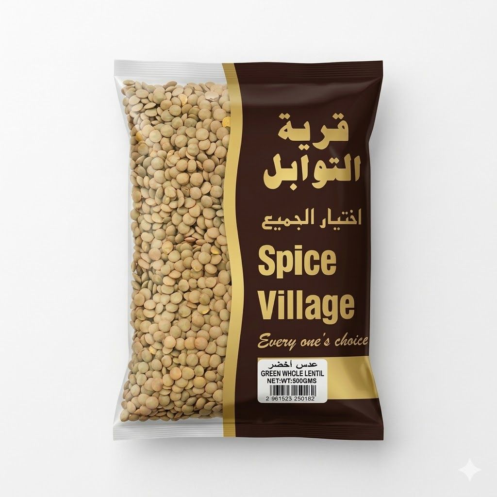 عدس أخضر كامل فاخر من سبايس فيليدج - مغذي ومتعدد الاستخدامات، 500 غرام