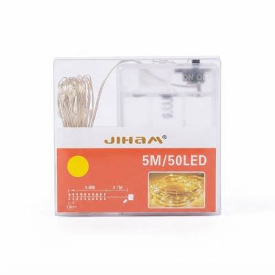 سلسلة أضواء زينة (Fairy Lights) من JIHAM تعمل بالبطارية - 5 أمتار / 50 مصباح LED