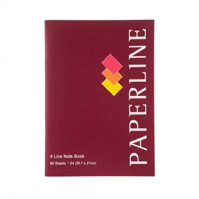 دفتر ملاحظات PAPERLINE مقاس A4، مسطر (4 أسطر) - 80 ورقة