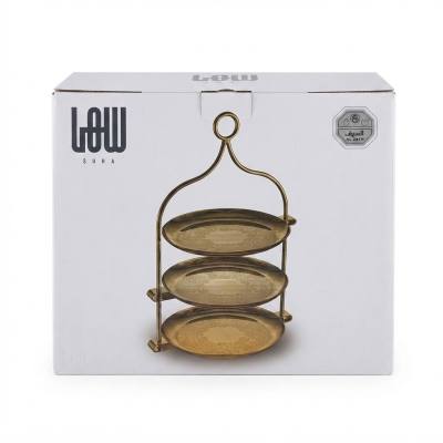 حامل تقديم حلويات دوار من ثلاثة طبقات من السيف سها بإطار فولاذي