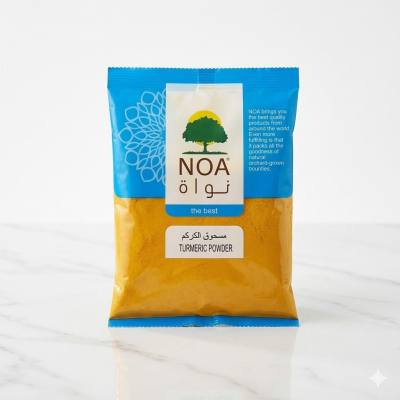 مسحوق الكركم الممتاز من NOA - توابل طبيعية 100% من جذور الكركم المطحونة النقية، مثالية للطبخ، والحليب الذهبي، ومشروبات الصحة، والنكهات المنعشة.