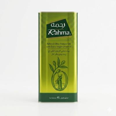 زيت ثفل الزيتون المكرر من رحمة مع زيت الزيتون البكر الممتاز 4 لتر