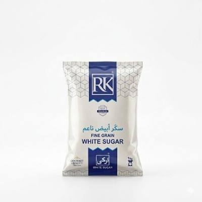 سكر أبيض ناعم الحبيبات فاخر من آر كي - عبوة اقتصادية من مُحلي قصب السكر المكرر عالي النقاء، وزن 1 كجم، مناسب للخبز والطبخ والحلويات والاستخدام اليومي على المائدة