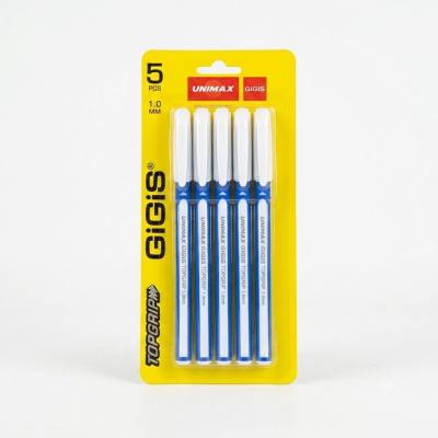 قلم حبر جاف Unimax Gigis Topgrip 1.0 مم - أزرق (مجموعة من 5 قطع)