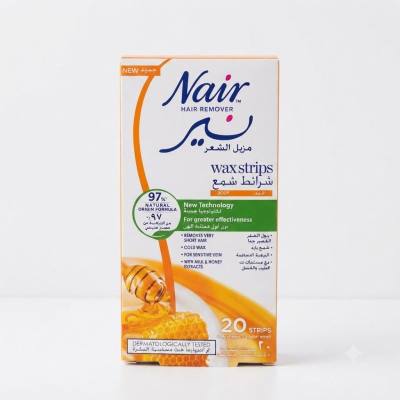 شرائح شمع لإزالة شعر الجسم من نير بخلاصة الحليب والعسل، 20 شريحة