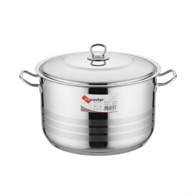قدر طهي من الستانلس ستيل من Hascevher (سلسلة Gastro) مع غطاء (34 × 23 سم - 20 لتر)