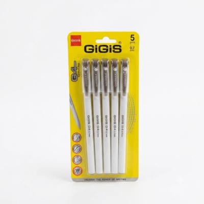 قلم حبر جاف GiGiS G4 0.7 مم - أسود (مجموعة من 5 قطع)